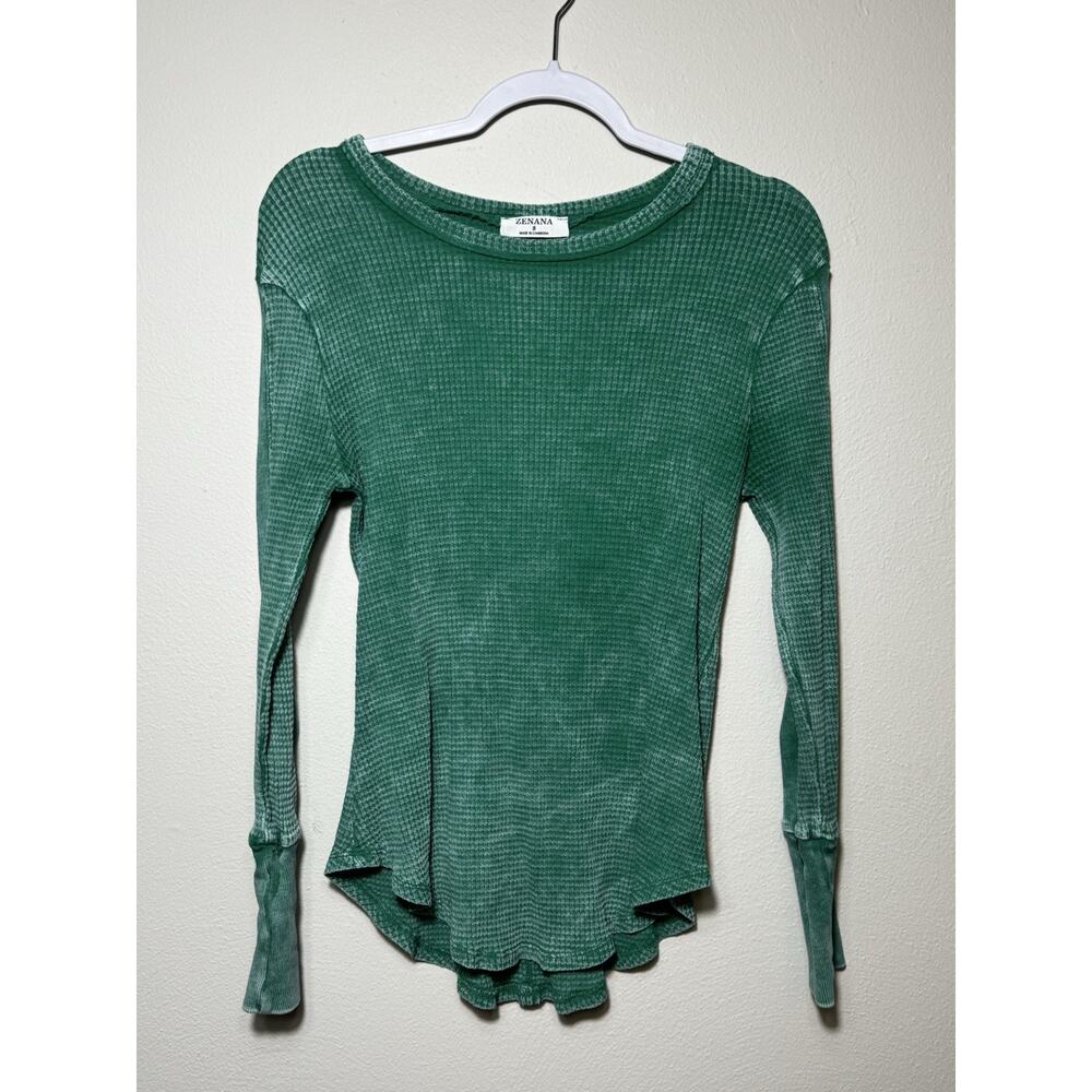 Zenana Long Sleeve Green Top Women’s SIZE Small